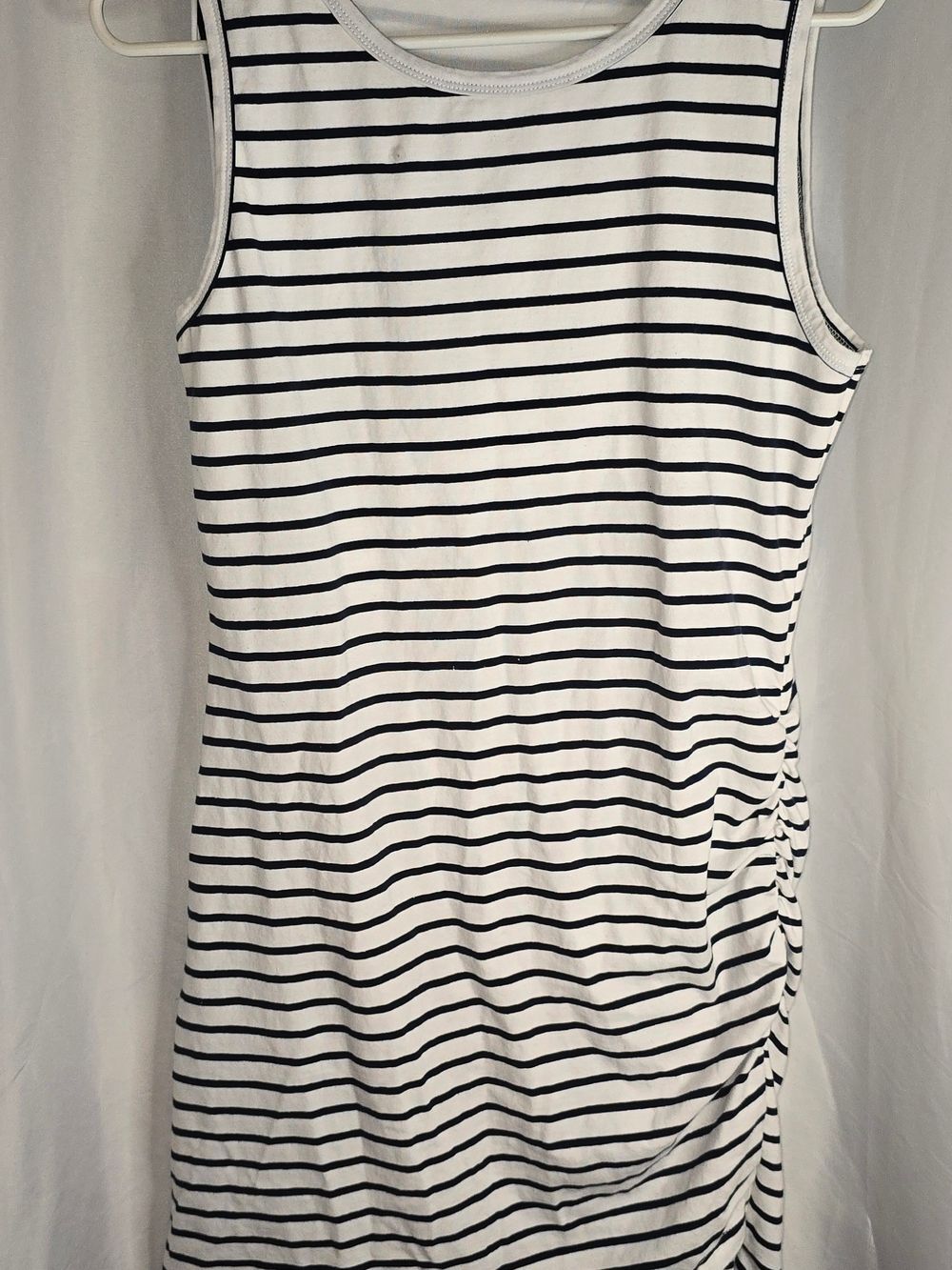 Sleeveless Striped Midi Dress in White & Black